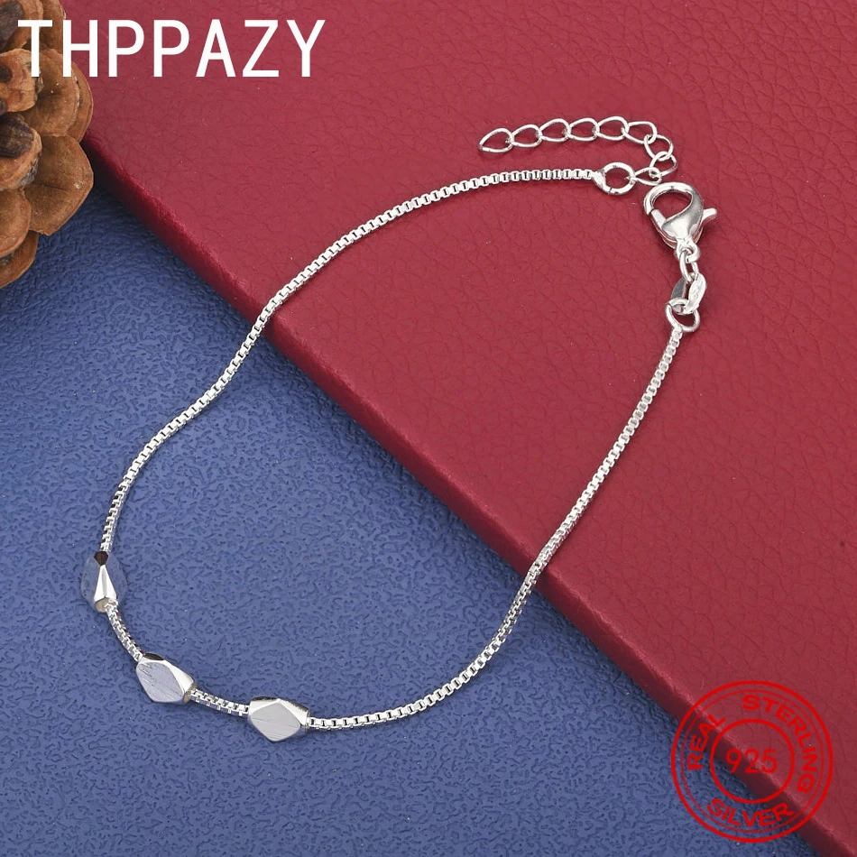 

THPPAZY 925 Sterling Silver Geometric Bracelet Box Chain For Women Birthday Christmas Jewelry Elegant Popular Gift Fashion Party