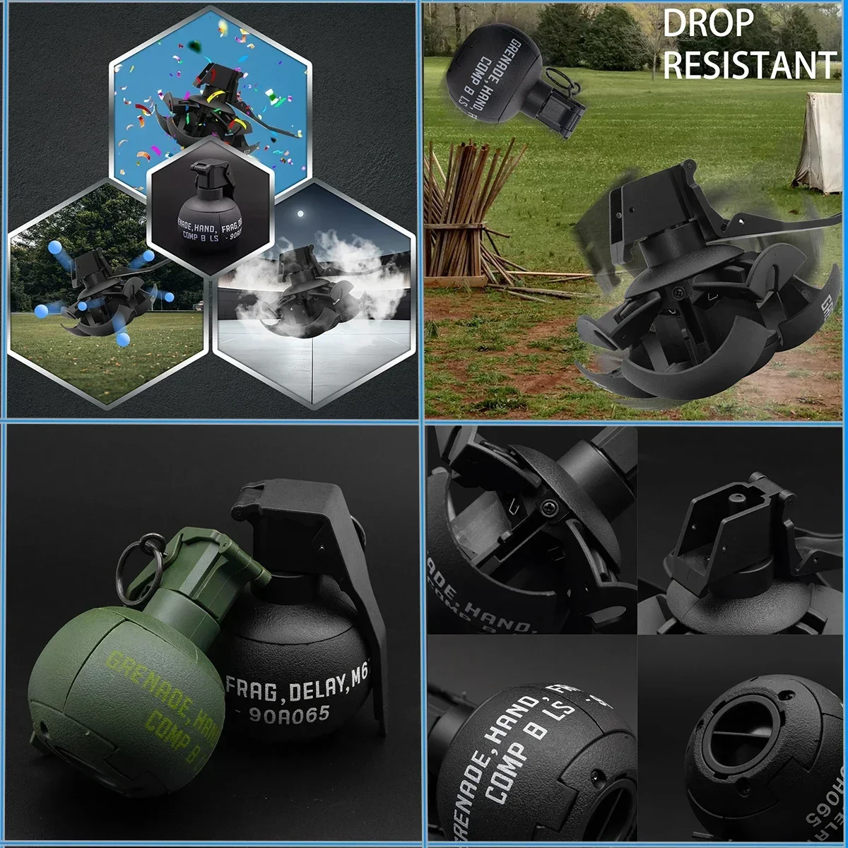 2 قطعة نموذج قنبلة يدوية Airsoft الألوان لعبة اللمسية مع 1 حقيبة الذخيرة متعة تأثير حلقة سحب قنبلة يدوية لعب للبالغين الرياضة في الهواء الطلق #5