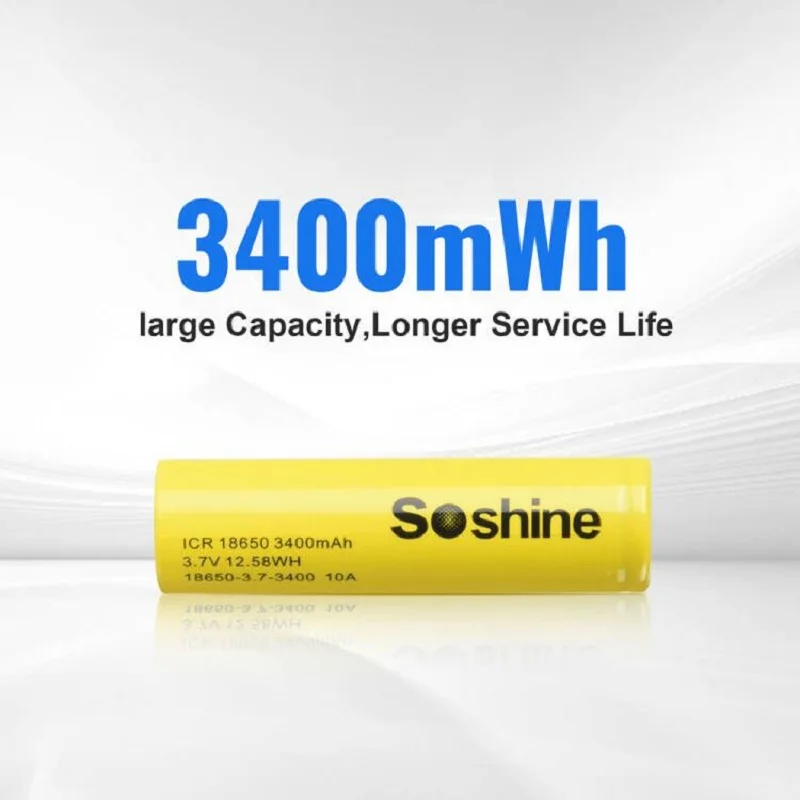 Soshine 3400mAh 18650 akumulator oryginalny 3.7V 3C ICR 18650 akumulator litowo-jonowy 3400mah 10A do latarki zabawka