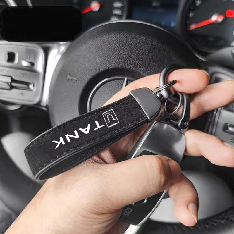 Metal Car Styling Keychain Suede Key Rings for Great Wall GWM Tank 300 City 300 Border 400 500 PHEV 800 700 Car Accessories