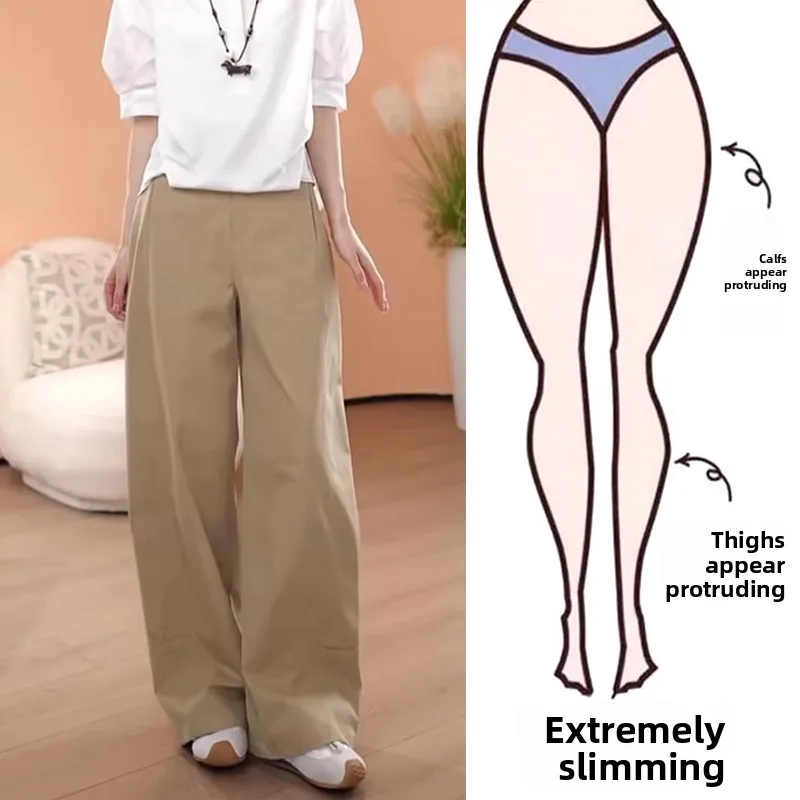 

High Waist Wide Leg Pants Women's plus Size Casual Straight Cut Slimming Trousers Spring Summer New Style Knife