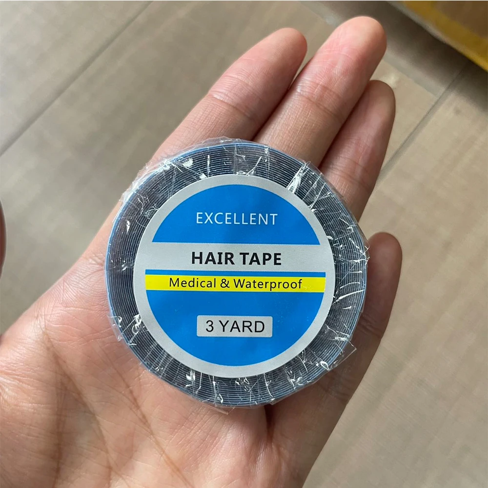 1 2 3 5 Roll Super Hair Blue Tape Hair System Tape Double-Sided Adhesive Tape for Hair Extension Lace Wig Toupee 0.8/1CM*3 Yards image 3