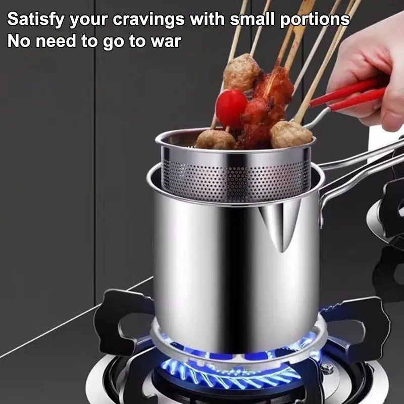 Nueva Freidora Profunda de Acero Inoxidable 304 con Cesta, Olla Pequeña Multifunción para Freír, Utensilio de Cocina para Pescado y Pollo
