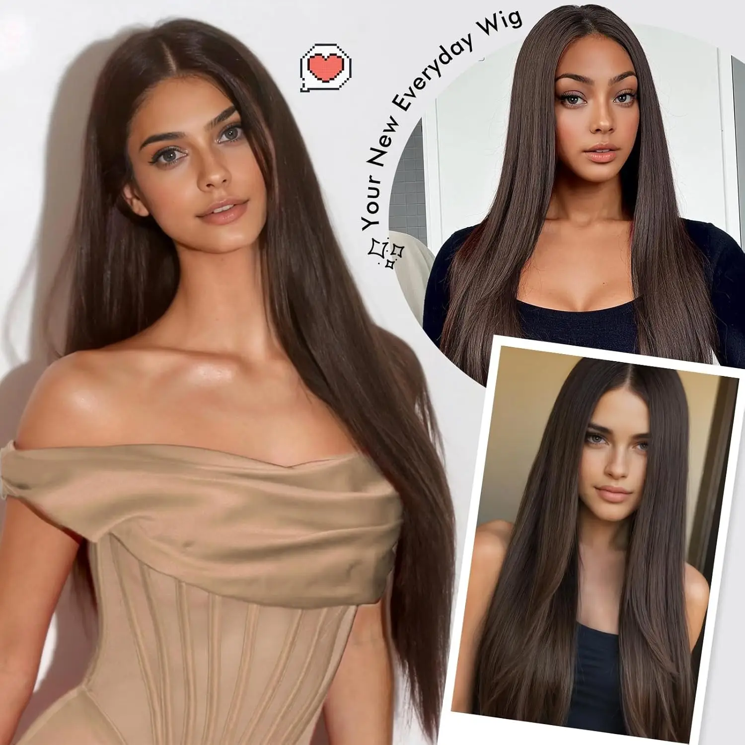 Aliexpress #4 Human Hair Wigs Straight 220% Density 40 Inches 13x6 13x4 HD Transparent Lace Frontal Wig Dark Brown Chocolate Brown For Women Brazilian Hair Pre Plucked - Aliexpress Deal
