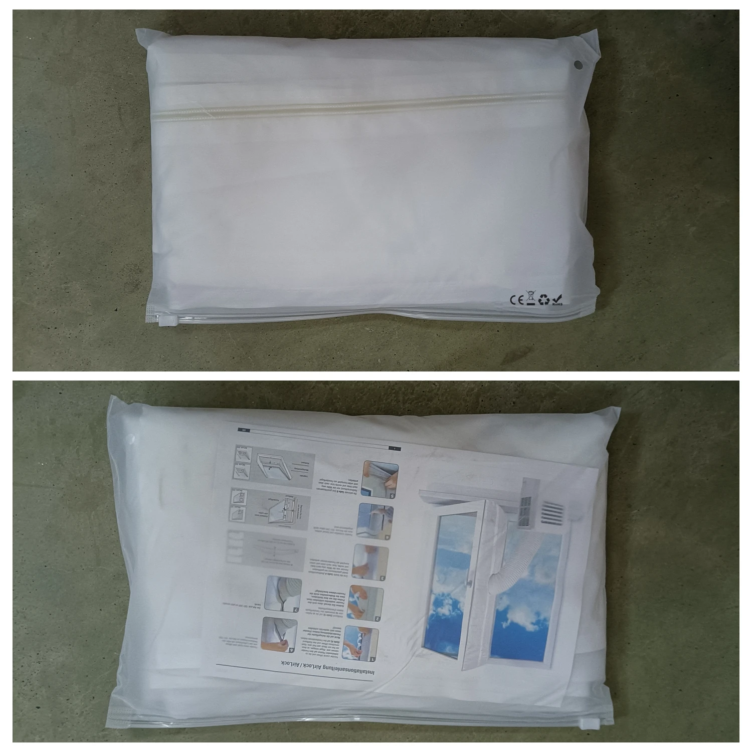 الجودة! سدادة نافذة AirLock لمكيف الهواء المحمول، ختم نافذة من القماش المرن مقاس 400 سم مع سحاب وأصق