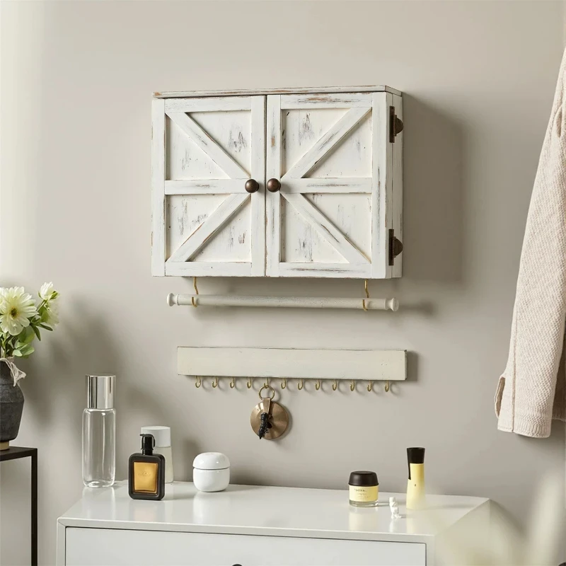 Jewelry Storage Box Solid Wood Wall-mounted Jewelry Shelf Necklace Earrings Finishing Storage Rack Jewelry Display Cabinet