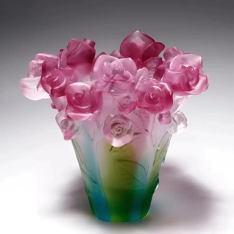 Rose vase small ornament incense burner incense living room study light luxury high-end decorative handicrafts moving gift