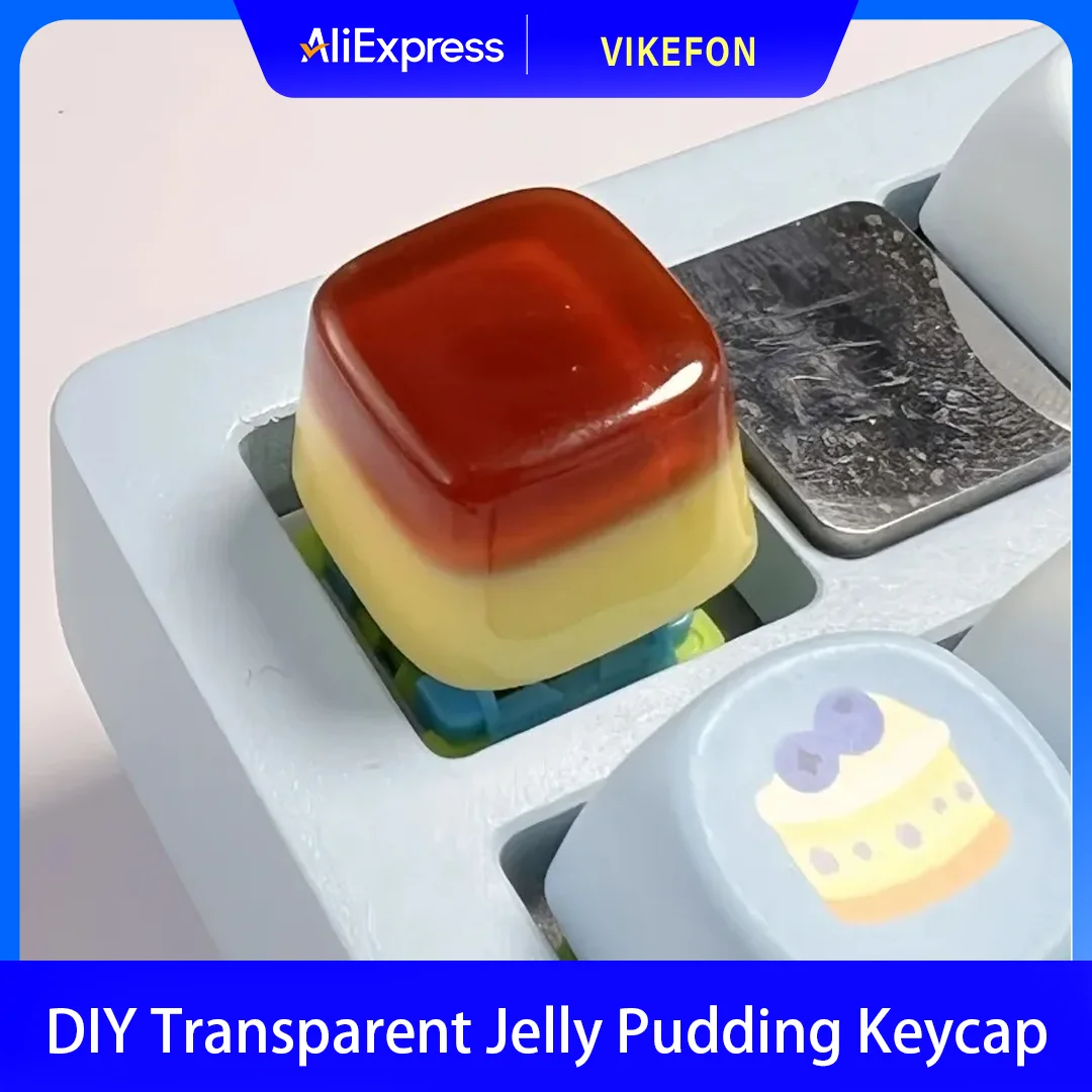 DIY Transparent Jelly Pudding Keycap Personalized Cross Shaft Mechanical Keyboard Key Caps Original Dripping 1Pc
