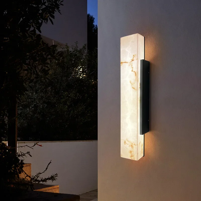 Outdoor Waterproof IP65 Lmitated Marble LED Wall Light Stainless Steel Porch Lamp Street Adorn Courtyard Aisle Bathroom light