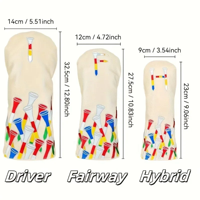 غطاء رأس نادي الجولف باللون البيج المتين مع خطوط ملونة ولمسات حمراء - تصميم مقاوم للخدش والغبار #6