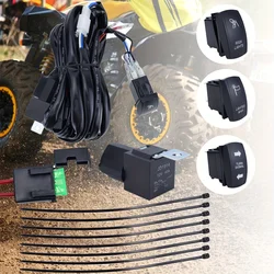 160W wiring harness kit with 16AWG 1-lead 12V rocker switch,compatible with Polaris RZR Ranger Maverick X3 Talon KRX YXZ.