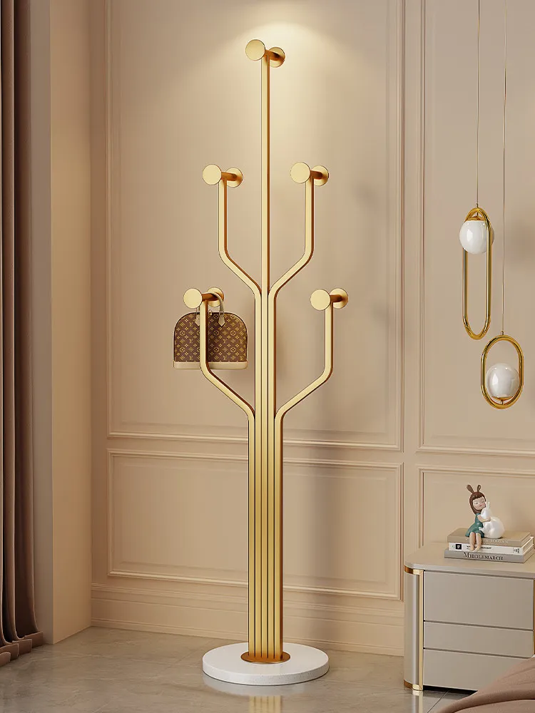 Light luxury coat rack Indoor hanger Floor clothes rack Marble metal Door hanger Single pole