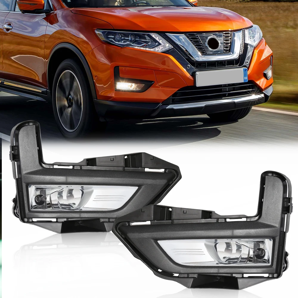 For Nissan Rogue X-Trail 2017 2018 T32 T31 Front Bumper Lamp DRL Fog Lamp Daytime Running Light with Harness Switch Cover