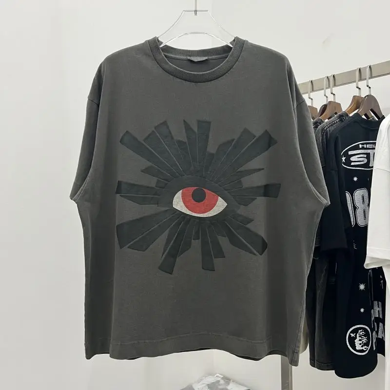 2023 Summer Truth Eye Foam Print Short Casual Retro Sleeve Loose Men High Street T-shirt