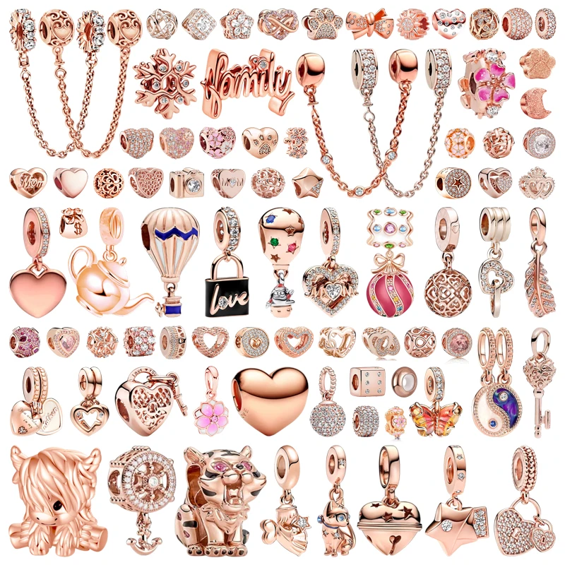 هدايا مجوهرات ذاتية الصنع متألقة باللون الذهبي الوردي ثلاثية الحجر الشفاف سلسلة أمان على شكل فراشة قطة مطرزة على شكل قلب مفتوح أساور أصلية #1