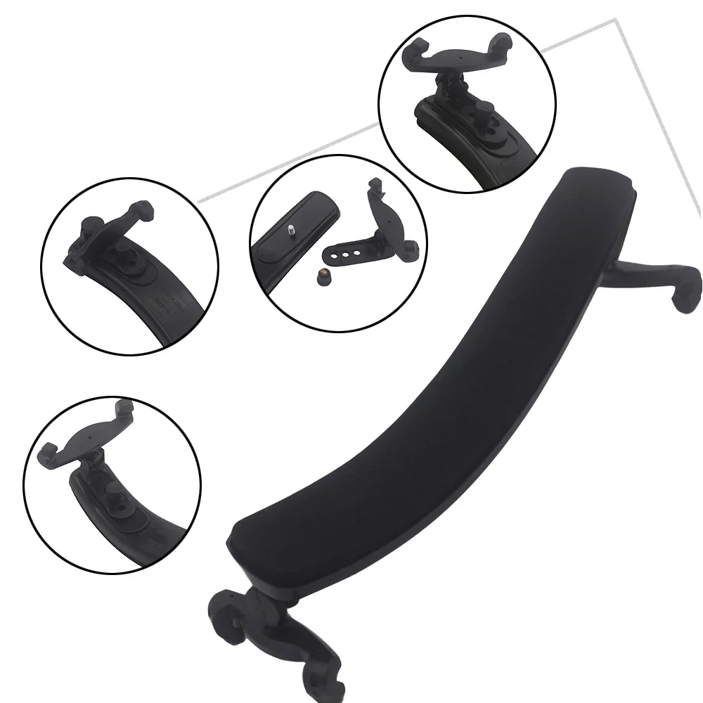 Violin Shoulder Rest Pad 3/4 4/4 Adjustable Black Plastics Soft Shoulder Rest Pad Violin Support Parts Violin Fiddle Accessories