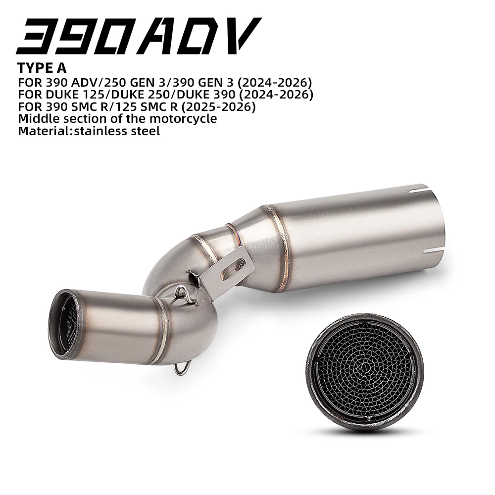 

51mm Modified Exhaust Muffler Mid Link Pipe For 250/390 GEN 3,DUKE 125 250 390 2024-2026
