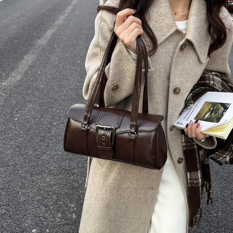 

Винтажная большая сумка 2026, минималистичный квадратный кошелек для женщин, повседневная сумка через плечо под мышками, универсальная сумка «день-ночь», текстурированный слинг