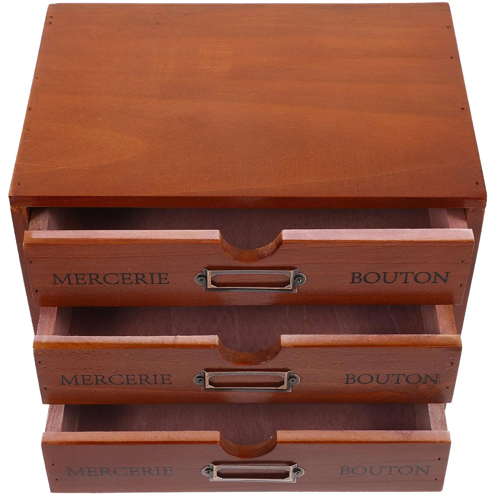 

Rustic Solid Wood Drawer Desk Organizer for Makeup Jewelry Storage Tidy Desktop File Cabinet Box
