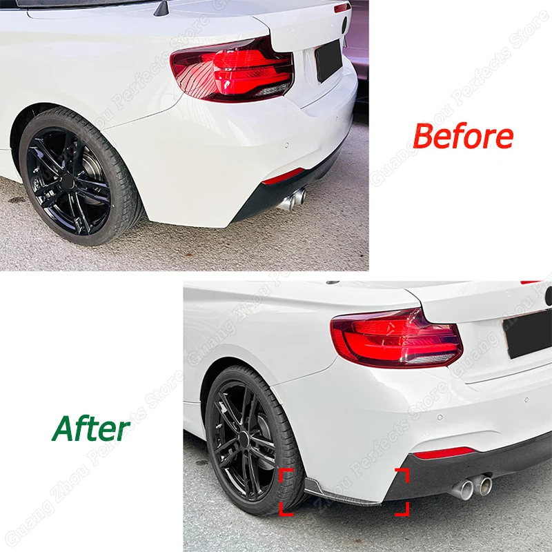 2Pcs Rear Side Bumper Spoiler Protector ABS Body Kits Tuning Gloss Black/Carbon Look For BMW 2 Series F22 F23 M Sport 2015-2019