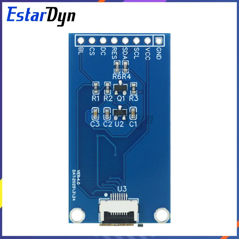 Estardyn Layar LCD TFT 1.45 Inci GC9107 Layar Kecil 60*160 Modul LCD Tampilan Penuh Layar Warna SPI