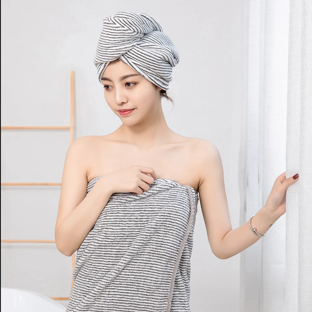 

2Pcs Hair Cap Soft Thickened Fast Absorption Shower Towel Gym Fibre Hair Drying Cap Travel Bathing DryHairCap Home