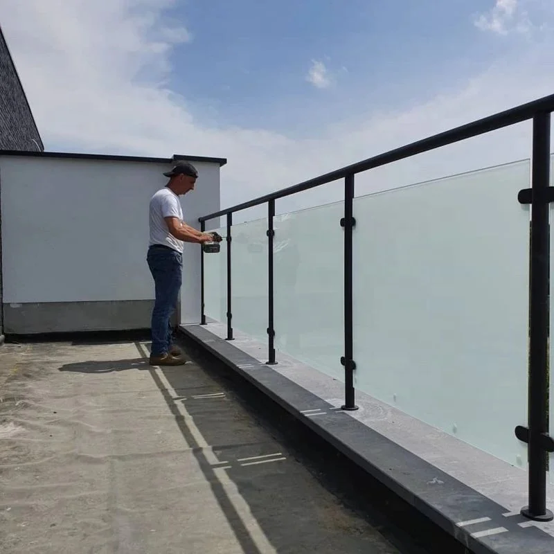 Customization Frosted Glass Balustrade Decorative Metal Balcony for the House