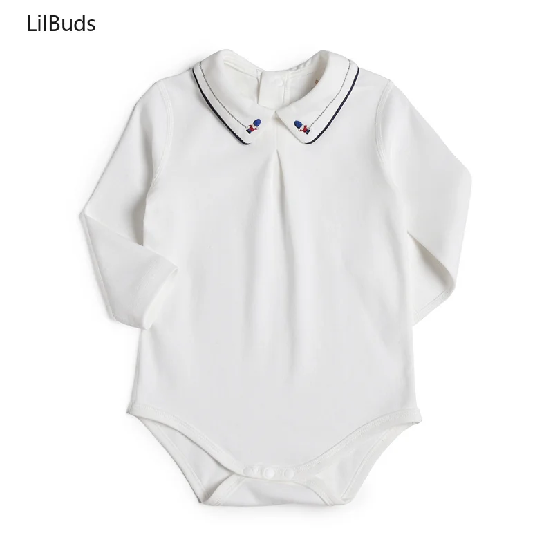 Baby Jumpsuits Newborn Kids Boutique Soldier Embroidery Children White Bodysuit 0-24M for Girls Boys  Autumn Clothes Matching