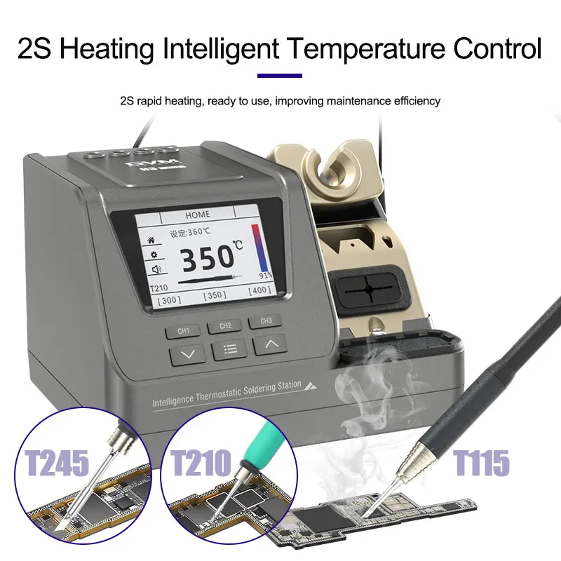 GVM H3 Estação de Solda Inteligente, Aquecimento Rápido 2S, Suporta T245, T210, T115 Alças, Reparo de Celular, 3 em 1