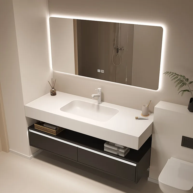 Gabinetes De baño inteligentes con placa De roca, gabinetes De baño interiores De nuevo estilo para Hotel, muebles modernos para el hogar, Gabinete De Baño Lsysg