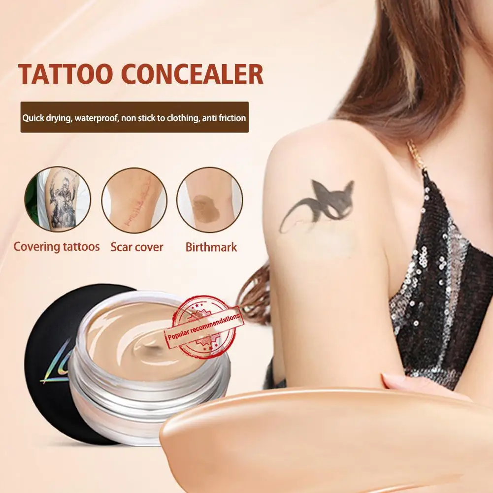 Crema de base líquida para tatuajes, corrector de acné y cicatrices, hidratante, Camuflaje completo, brillo Natural, 2 colores