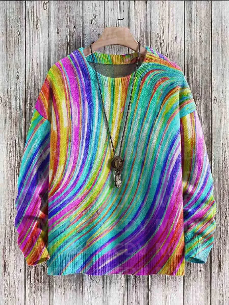 Vintage Art Printed Casual Knit Pullover Sweater Women For Men Sweater - Image 3