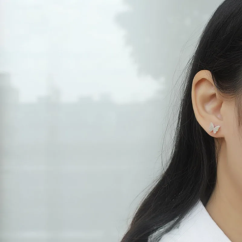 Silver Color Three-Dimensional Butterfly  Stud Earrings For Women Casual Style Girl Earings