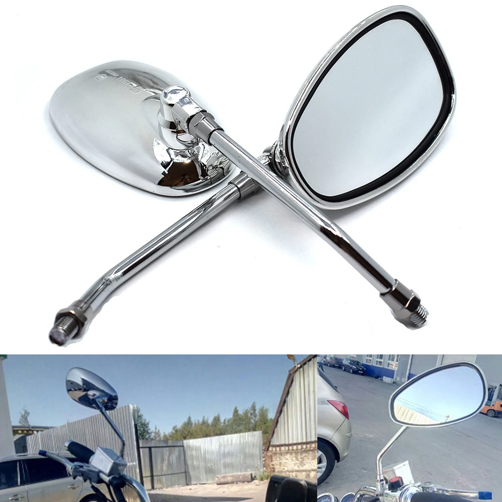 Universal Motorcycle 10mm Oval Rear View Mirrors For YAMAHA MT-07 MT-09 XMAX VMAX NMAX TMAX R1 R6 R15 R25 For Kawasaki Z800 Z900