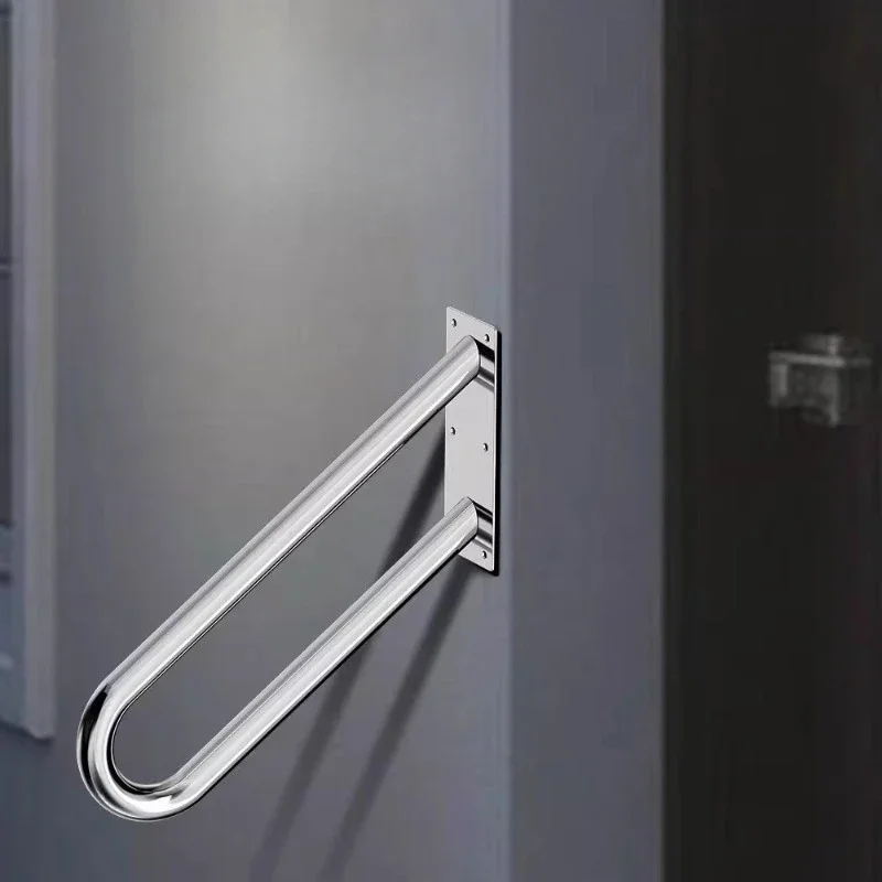 Black Finished U-Shaped Stainless Steel Wall Mounted Handrail, Safety Hand Railing for Outdoor Porch Steps & Stairs