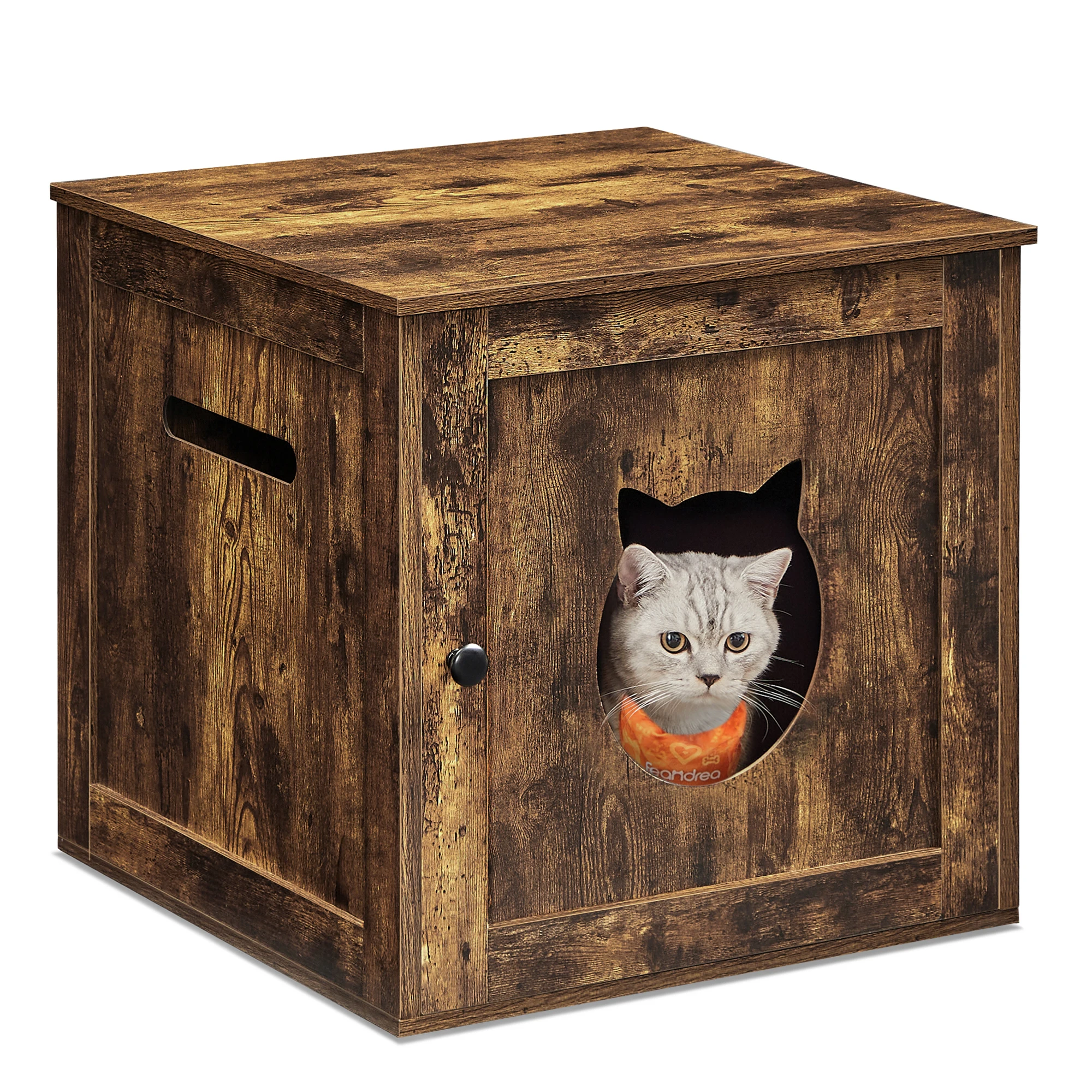 FEANDREA Cat Litter Box Furniture, Hidden Litter Box Enclosure Cabinet with Single Door, Indoor Cat House, End Table, Nightstand