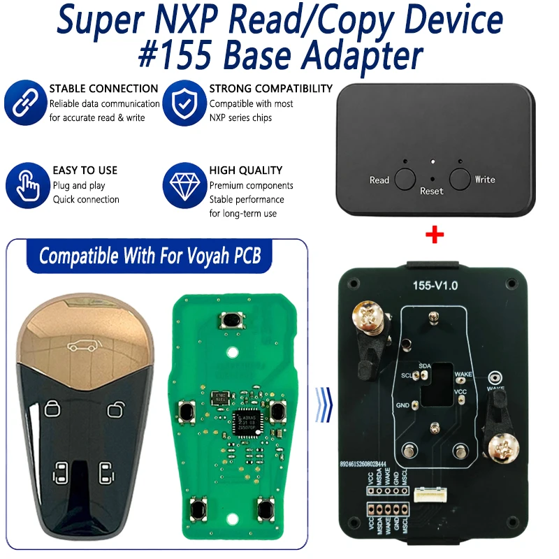 For Voyah Key All NXP Smart Keys Clones 4 Tokens &  Unlimited Version Super NXP Killer Read Copy Device With Adapter Base