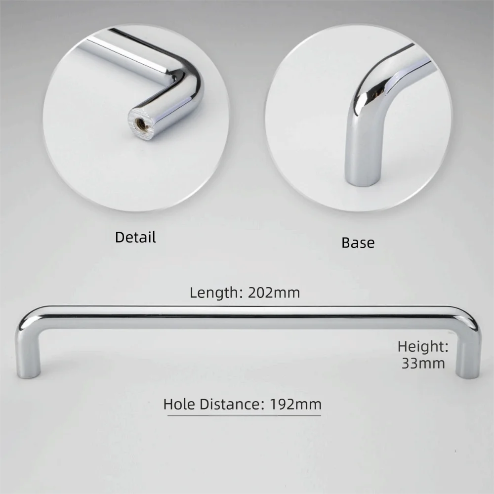 Solid Brass Cabinet Door Handles U-Shaped Design Bright Silver Finish Wardrobe Door Pulls Brushed Copper Finish
