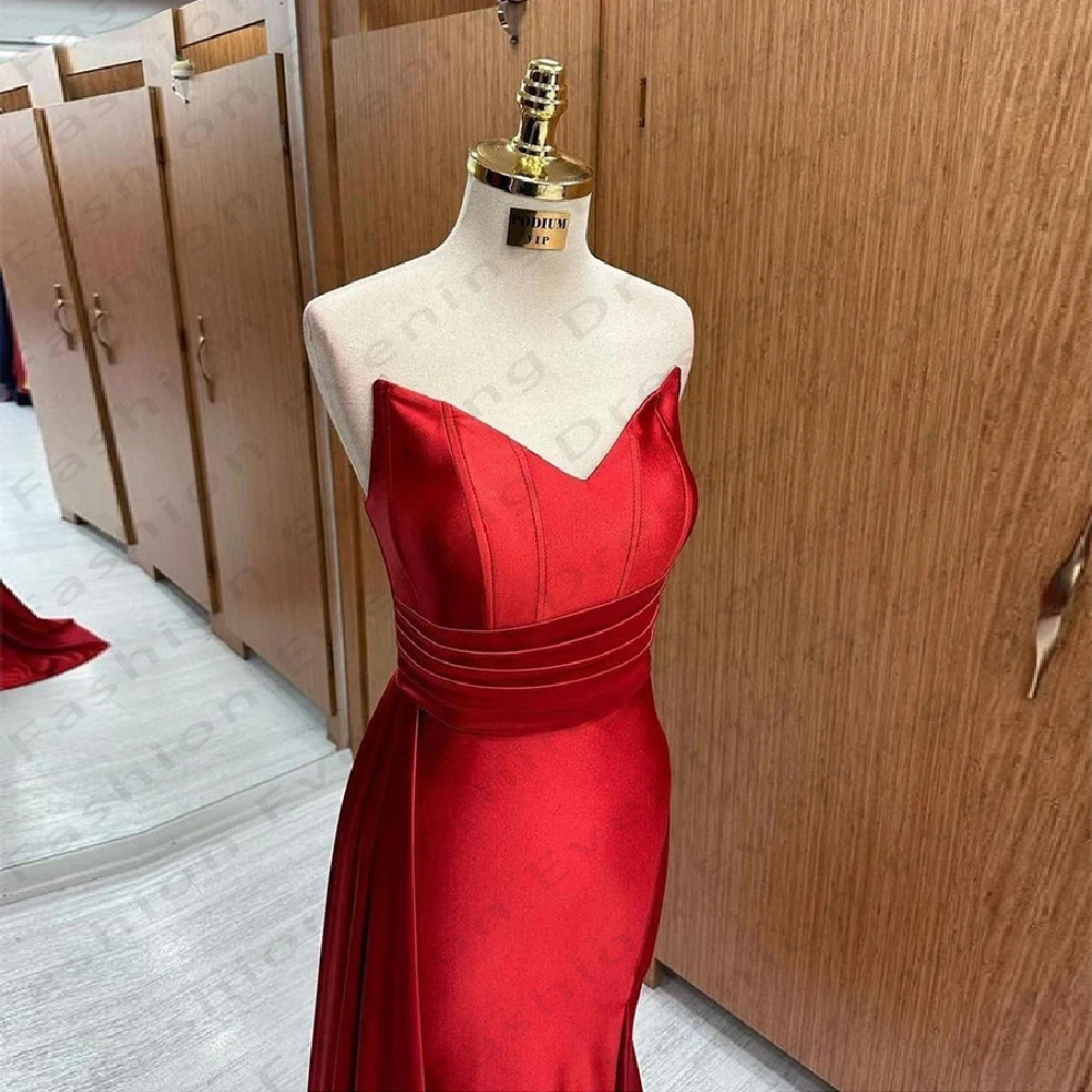 Red Women's Evening Dresses Sexy Off Shoulder Mermaid Satin Princess Prom Gowns Formal Cocktail Party Dress Fashion Celebrity De