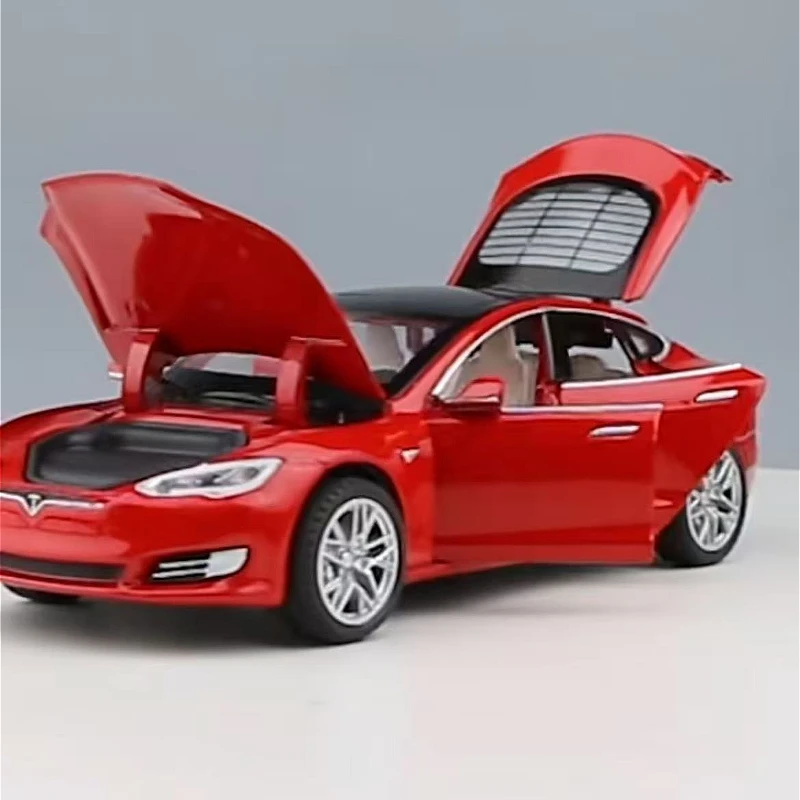 다이캐스트 1:32 테슬라 모델 S 합금 자동차 모델 어린이를위한 금속 장난감 차량 사운드 라이트 컬렉션 미니 자동차 장난감 아이 사랑 장난감