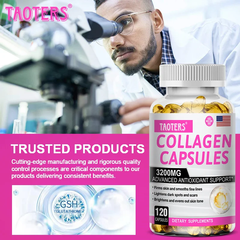 

Collagen Peptides Capsules - Hair, Skin, Nails, Bones, Joint Health Support, Brighten Skin Tone, Digestive Health & Antioxidant