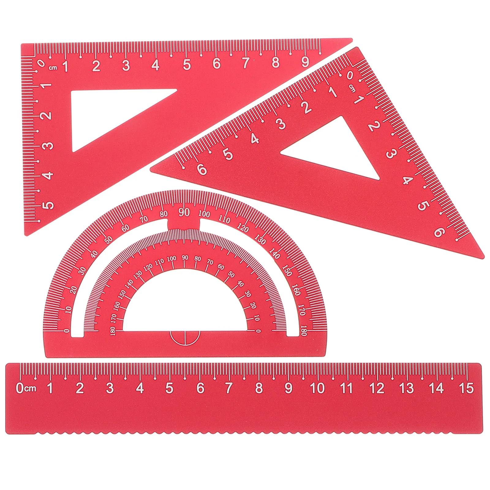 1Set Metal Ruler Set Lightweight Portable School Stationery Includes Triangle Plate Protractor Ruler for Students Artists