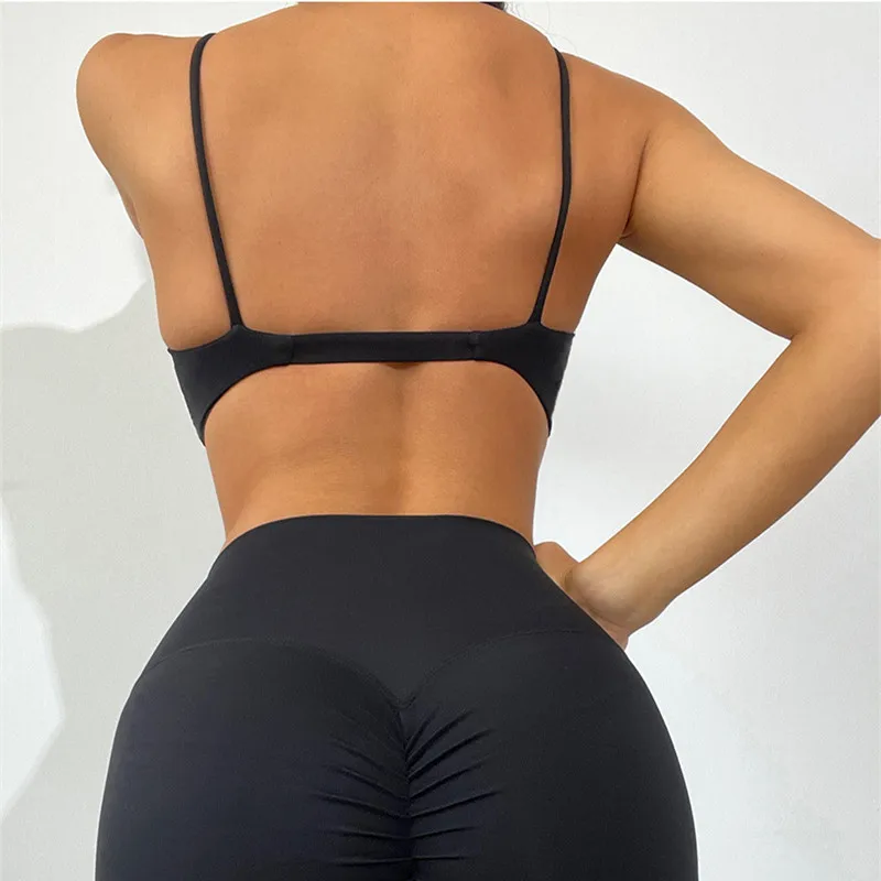 YUSHUHUA Sexy Hollow Fitness Yoga Bra Lady Front Kink Sport Bra Gather Sports Wear For Women Gym Backless Training Underwear