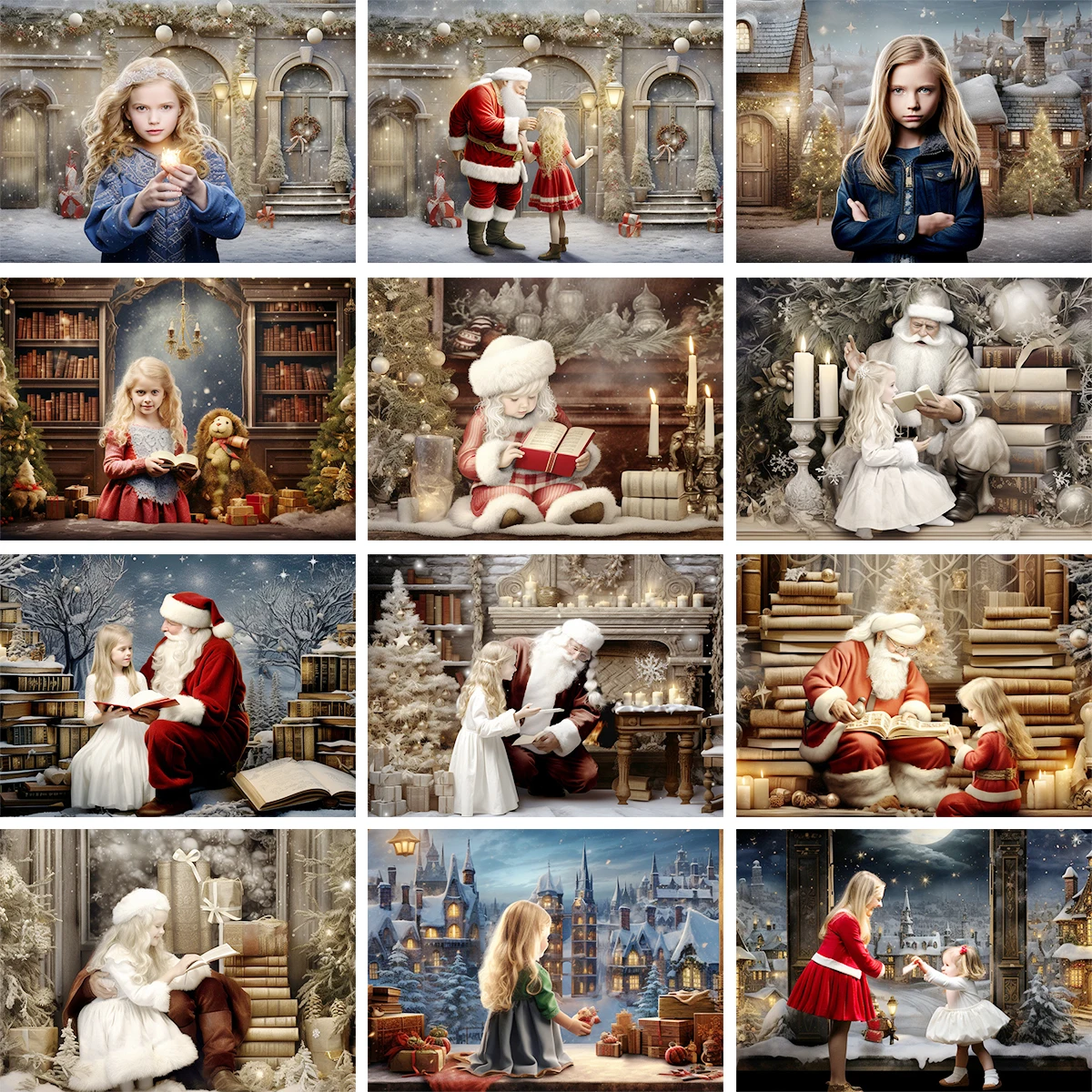 Фон для фотографирования детей и взрослых с изображением ночи перед Рождеством