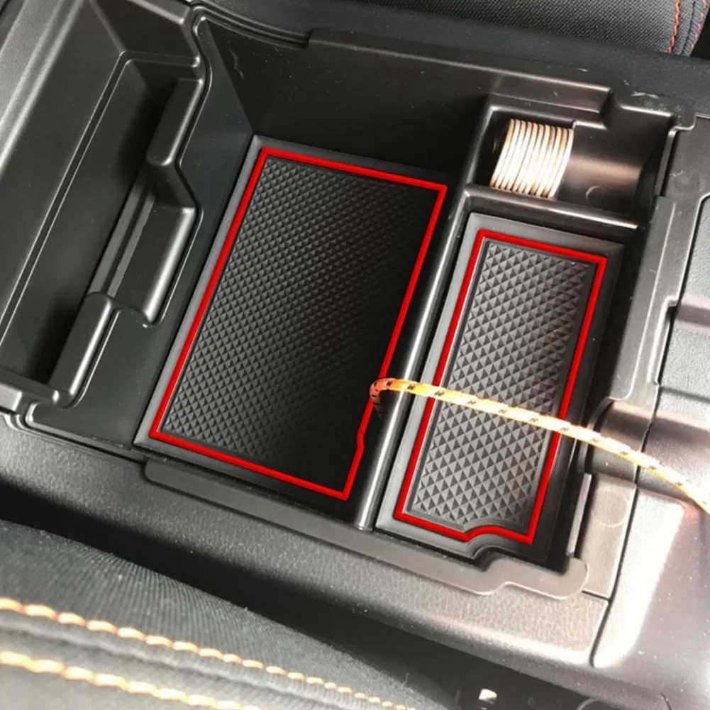 Center Console Organizer Tray for Subaru Crosstrek Impreza 2017-2022 Armrest Secondary Storage Box Accessories, Red