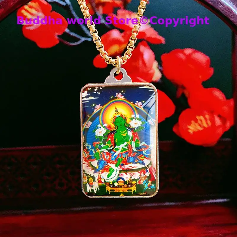 

GOOD Asia Thailand Tibet efficacious safety good luck exorcise evil spirit Amulet goddess Green Tara Guanyin Buddha Pendant