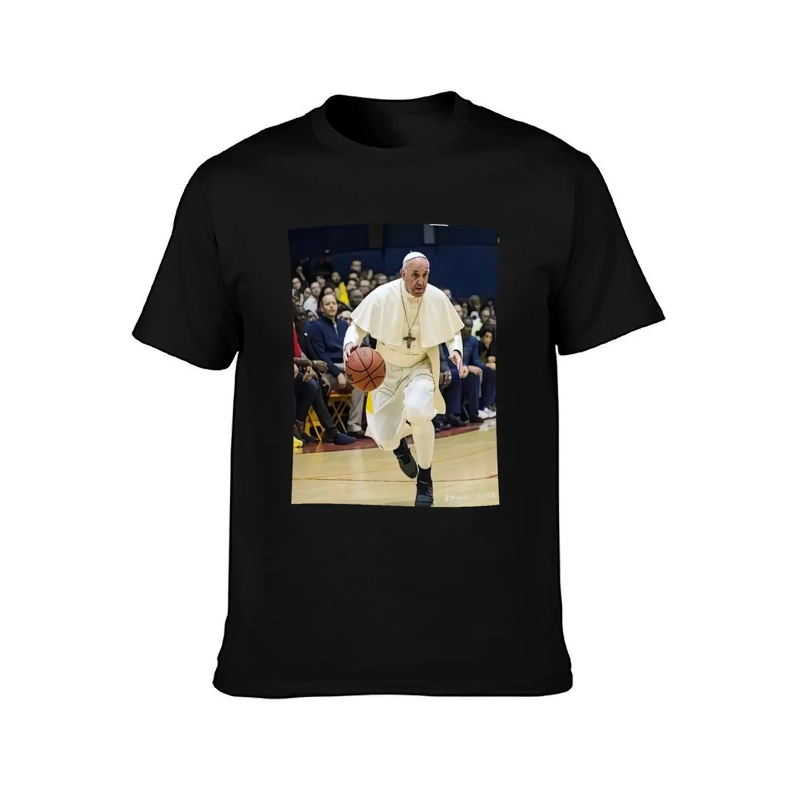 pope fracis basketballing dribbling funny T-Shirt t shirt man cotton T-Shirt