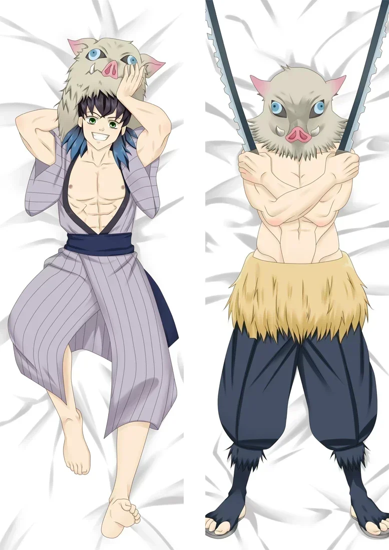 Anime Decorating Pillow Case Demon Slayer Hashibira Inosuke Dakimakura Double Side Print Hugging Body Cushion Cover Otaku Waifu