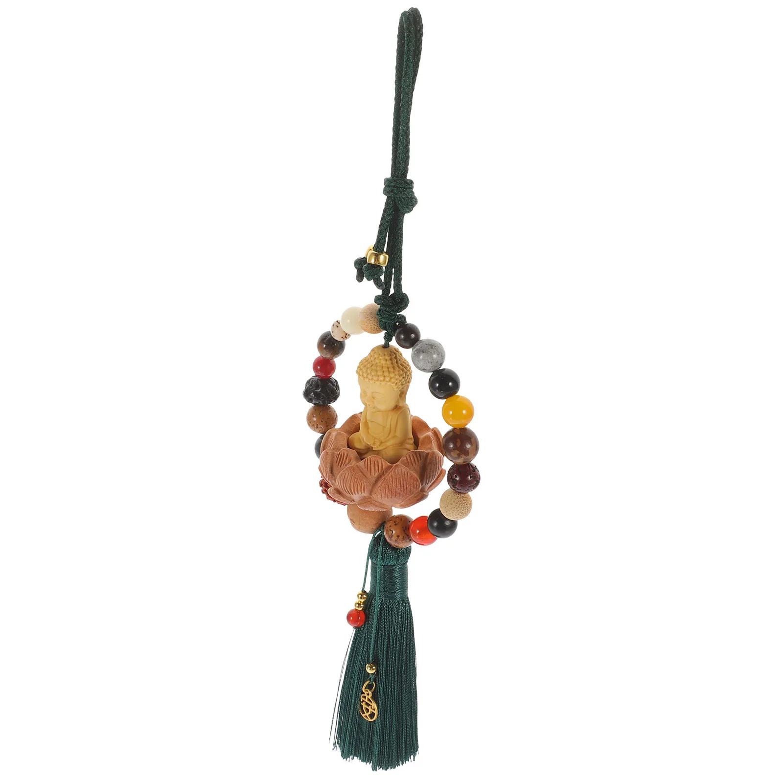 

Wooden With Beads Chinese Buddha Ornament With Tassel Style Hanging Ornament For Car Wall Decor Buddha Hanging Tassel