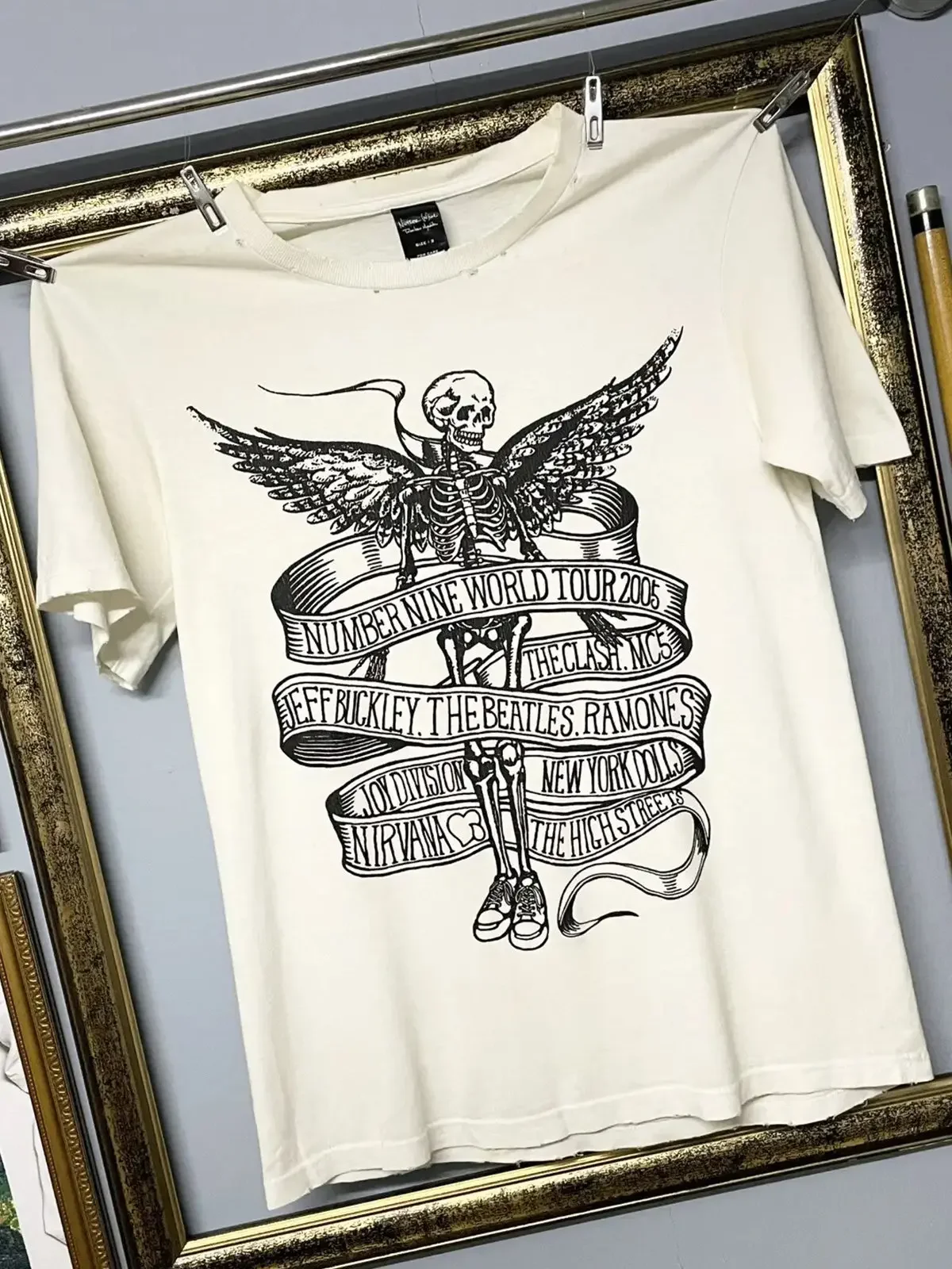 Number nine distressed skull tour tee angel made old short sleeve t-shirt